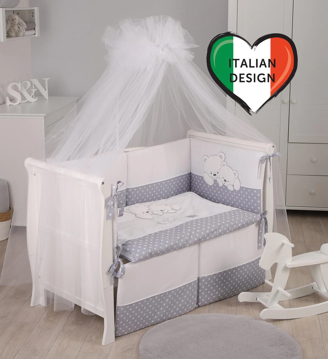 Комплект постельного белья Lepre Sweet Bears 6 предметов (125*65) 23 серый/горох 4ctatzpm778w5duhhd79o6k2cclnwlxs