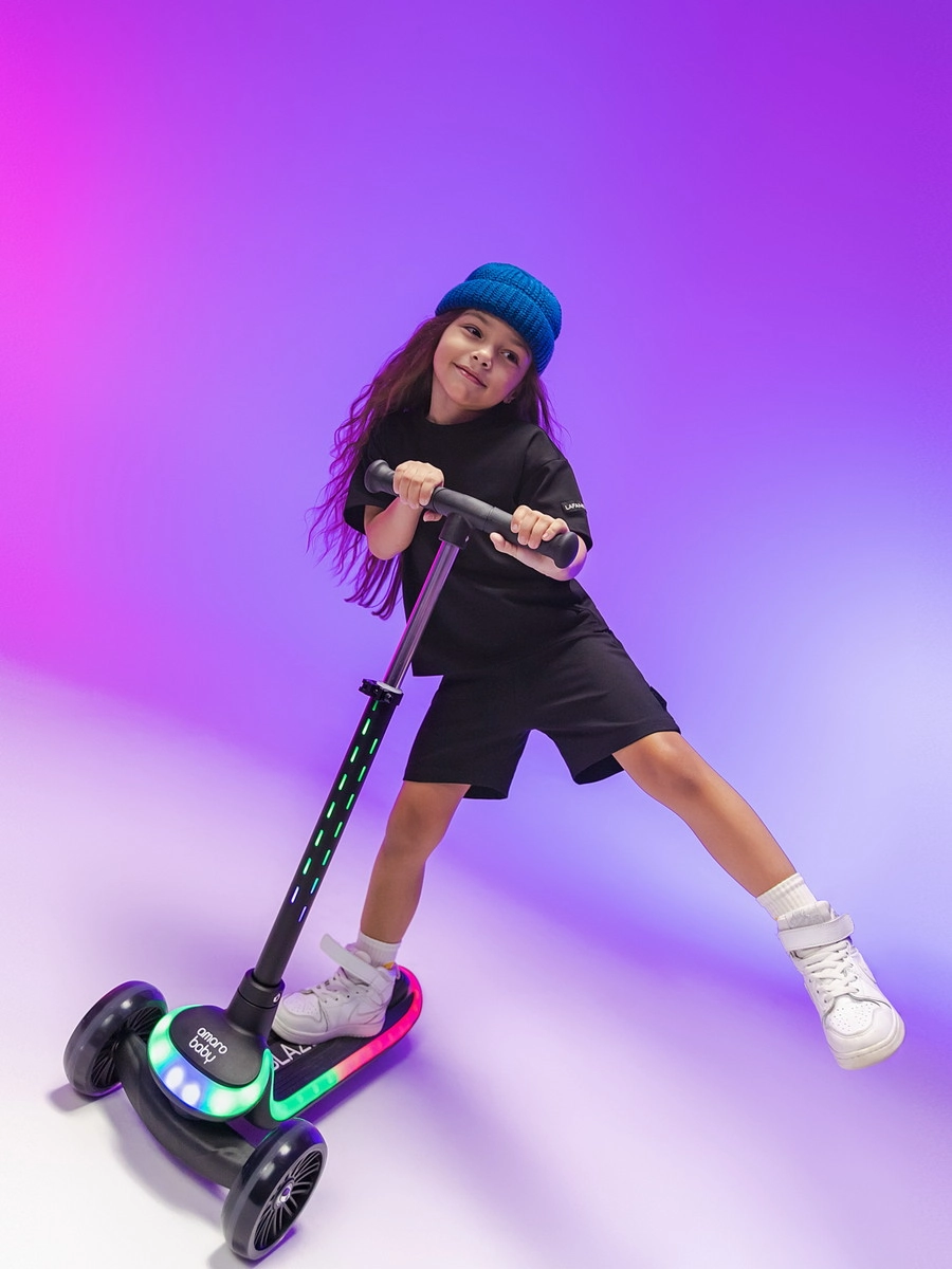 Самокат (кикборд) трехколёсный Amarobaby, Blaze Черный ioihg13384mrh2qztpoapc364wr9r1gc