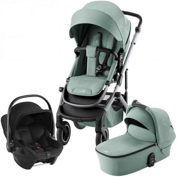 Коляска 3 в 1 Britax Römer Smile 5Z автокресло Baby-Safe Core (Jade Green/Space Black)