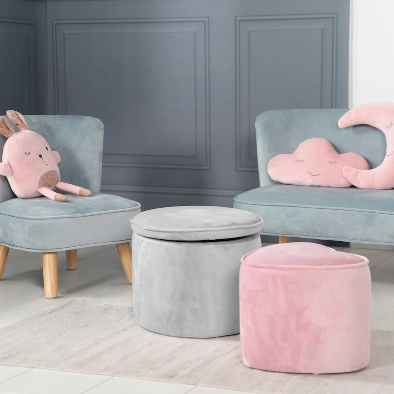Детский велюровый овальный пуфик ROBA Lil Sofa Серый chjb35czsix3kgjnh0z213qdioer8k3n