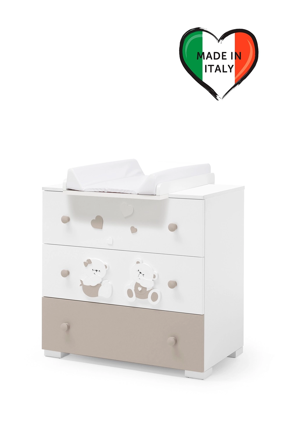 Тумба Erbesi Mirtillo с пеленальным матрасиком белый/песочный 108134326-tumba-erbesi-mirtillo-s-pelenalnim-matrasikom-beliipesochnii