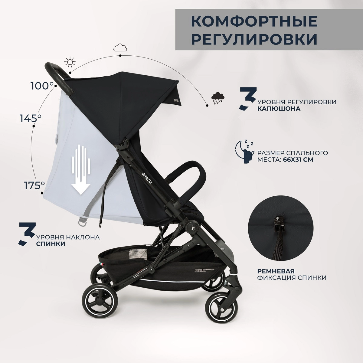 Прогулочная коляска Sweet Baby Grazia black 2x7i5qn52fdk07e98449zamjvxqik8rv