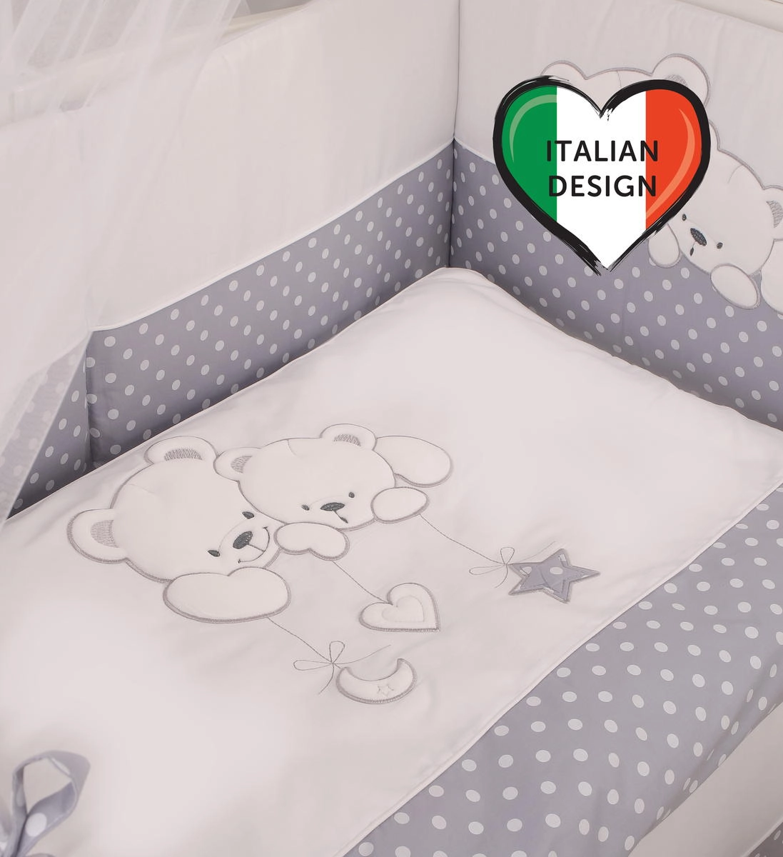Комплект постельного белья Lepre Sweet Bears 6 предметов (125*65) 23 серый/горох lylpi7m3kqh0ej83z8k12q6yut3xj3cv