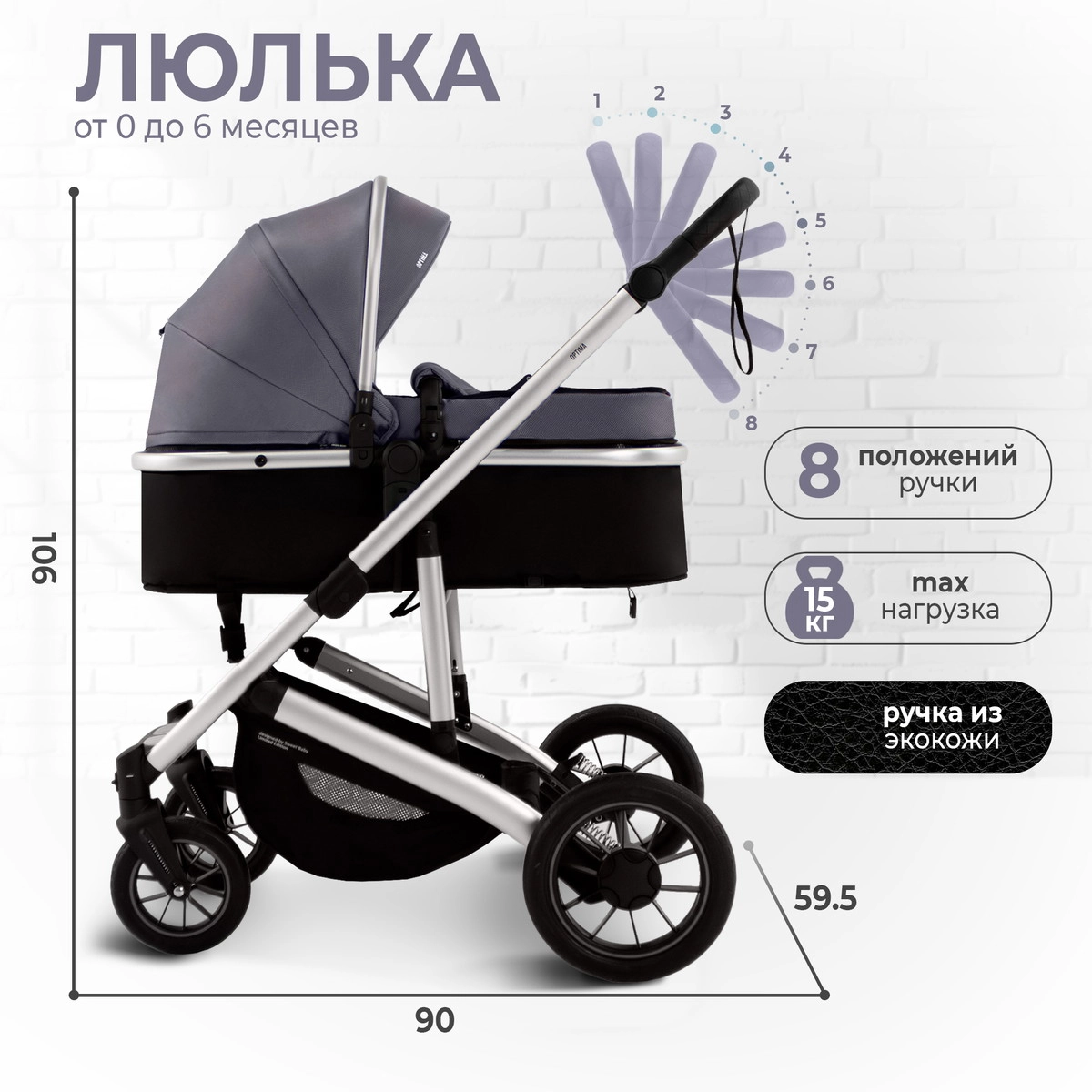 Коляска-трансформер 2 в 1 Sweet Baby Optima Grey hjggc42m1eamk7988r2ztzml9zdhrygk