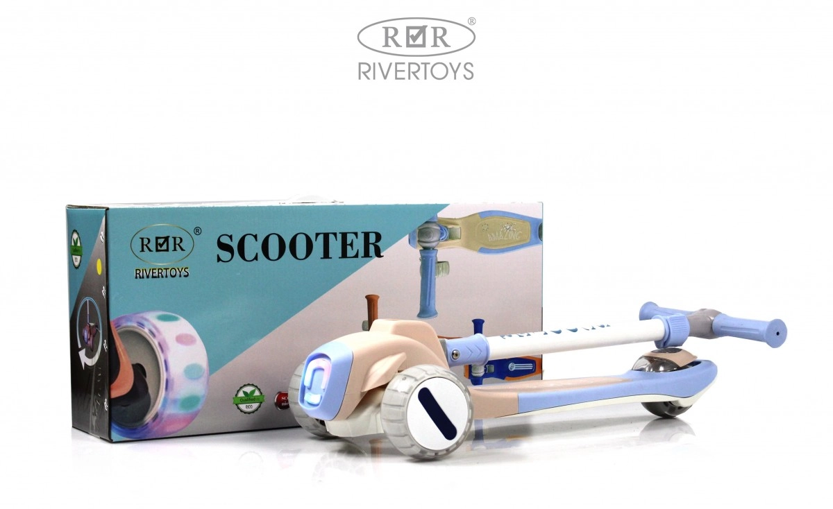 Детский самокат RiverToys HB-T8 голубой h67sejppt5j1043ii5fnlzd1xhihytix