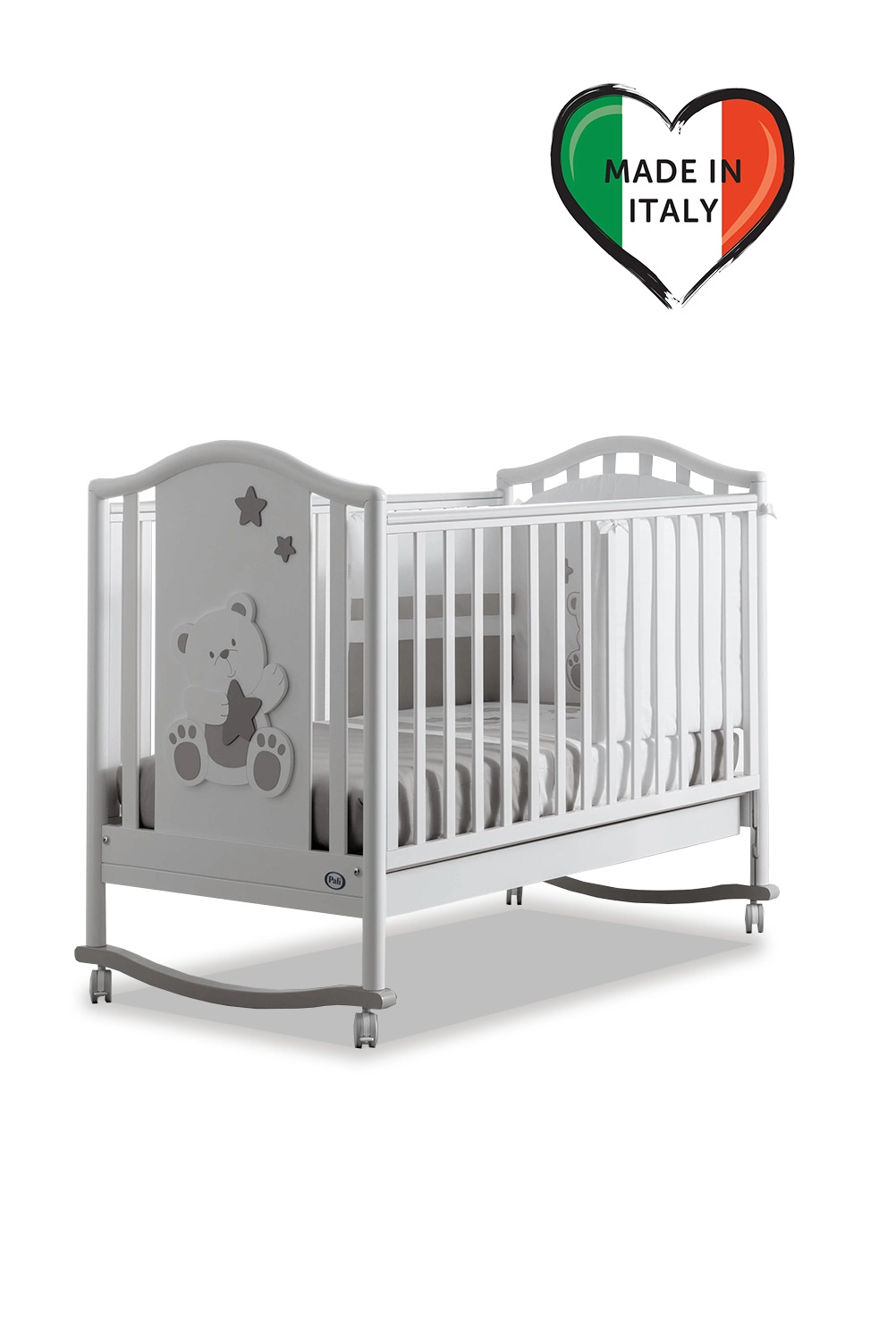 Детская кроватка Pali Orsetti 125*65 Белый/серый 108133566-detskaya-krovatka-pali-orsetti-12565-belii