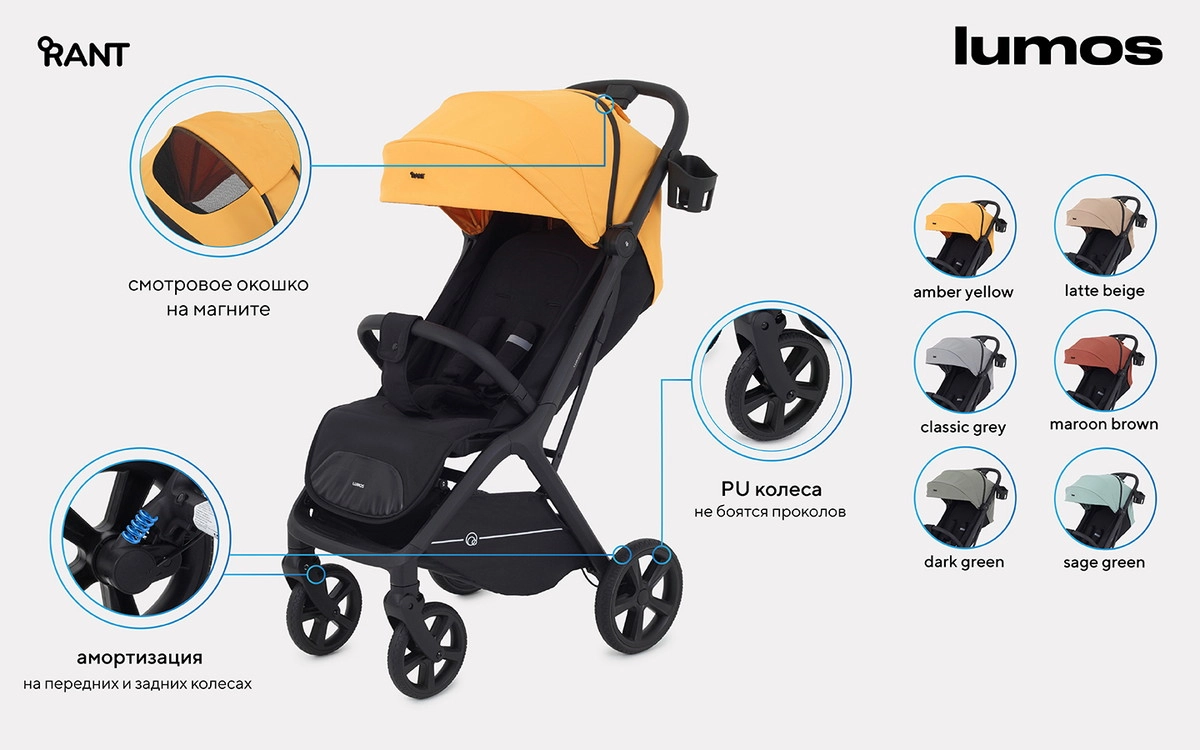 Прогулочная коляска RANT LUMOS Amber Yellow f5jqyu3xm3swfwawazjazooo49mjl4ok