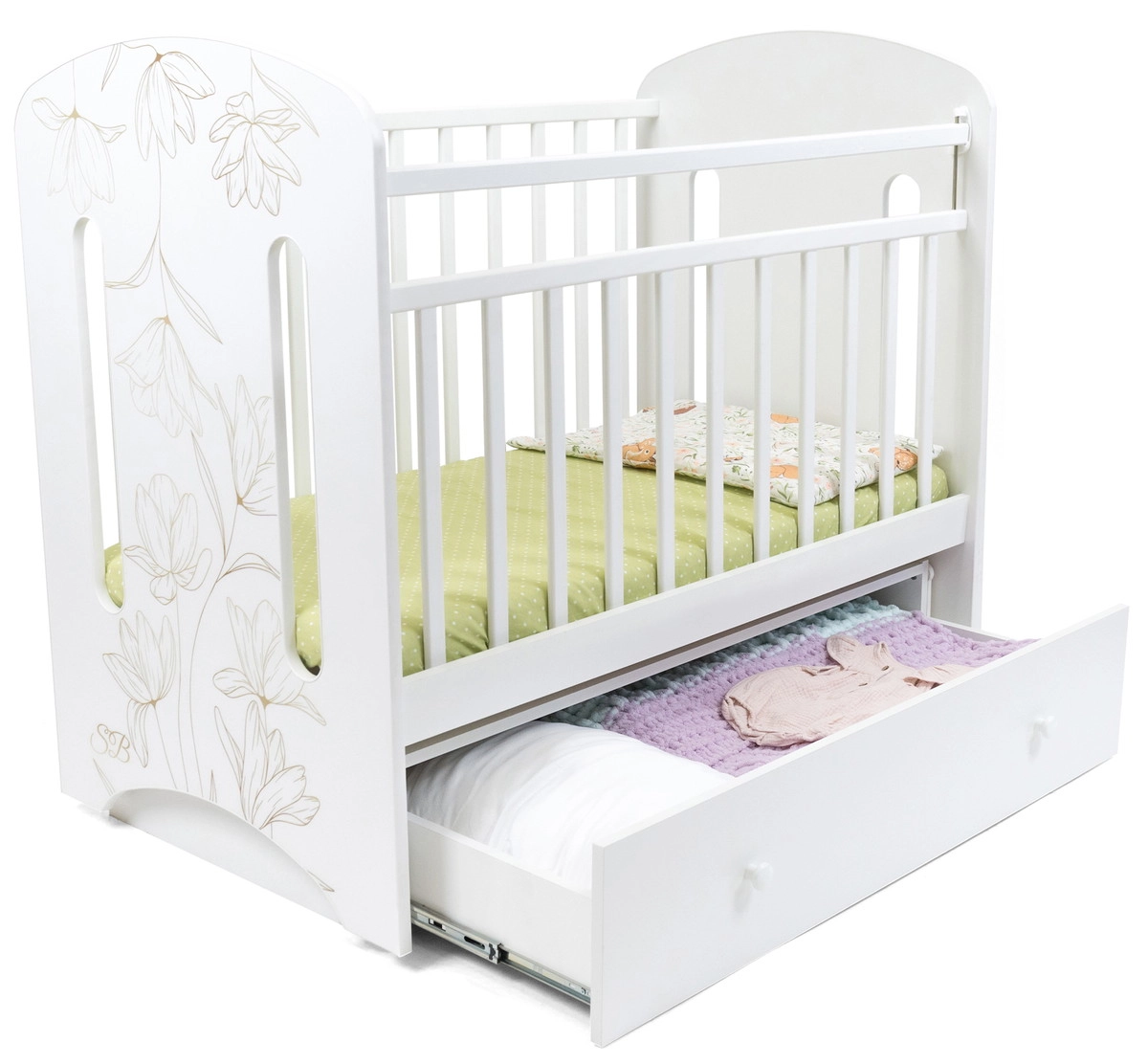 Детская кроватка Sweet Baby Sofia маятник с ящиком Белый cv190zfi3nct6wqmjslcxwamntb5nq26