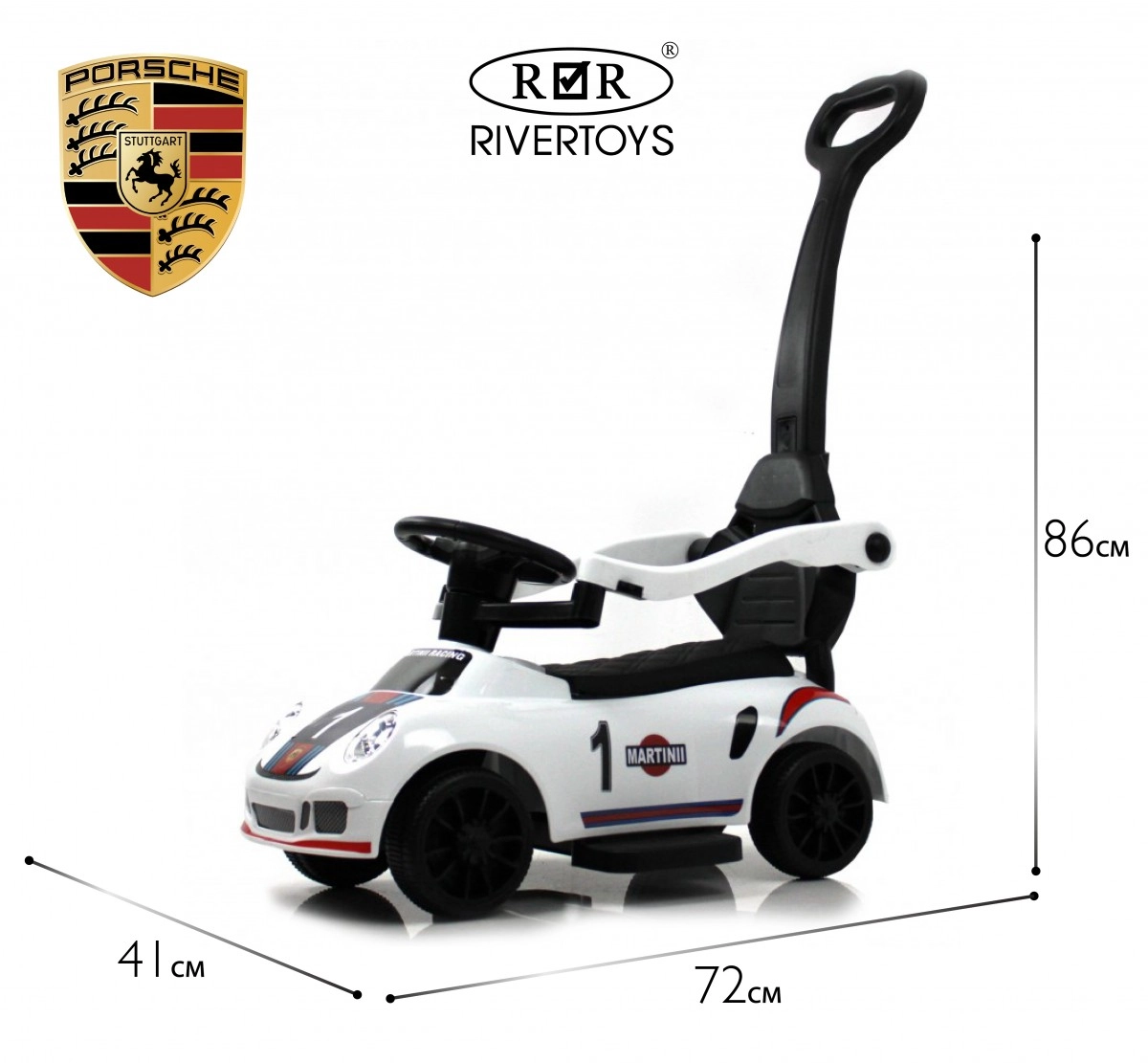 Детский толокар RiverToys F005FF-P с родительской ручкой белый r63m7vawkznxh4jzi2lqaefixlwskzd6