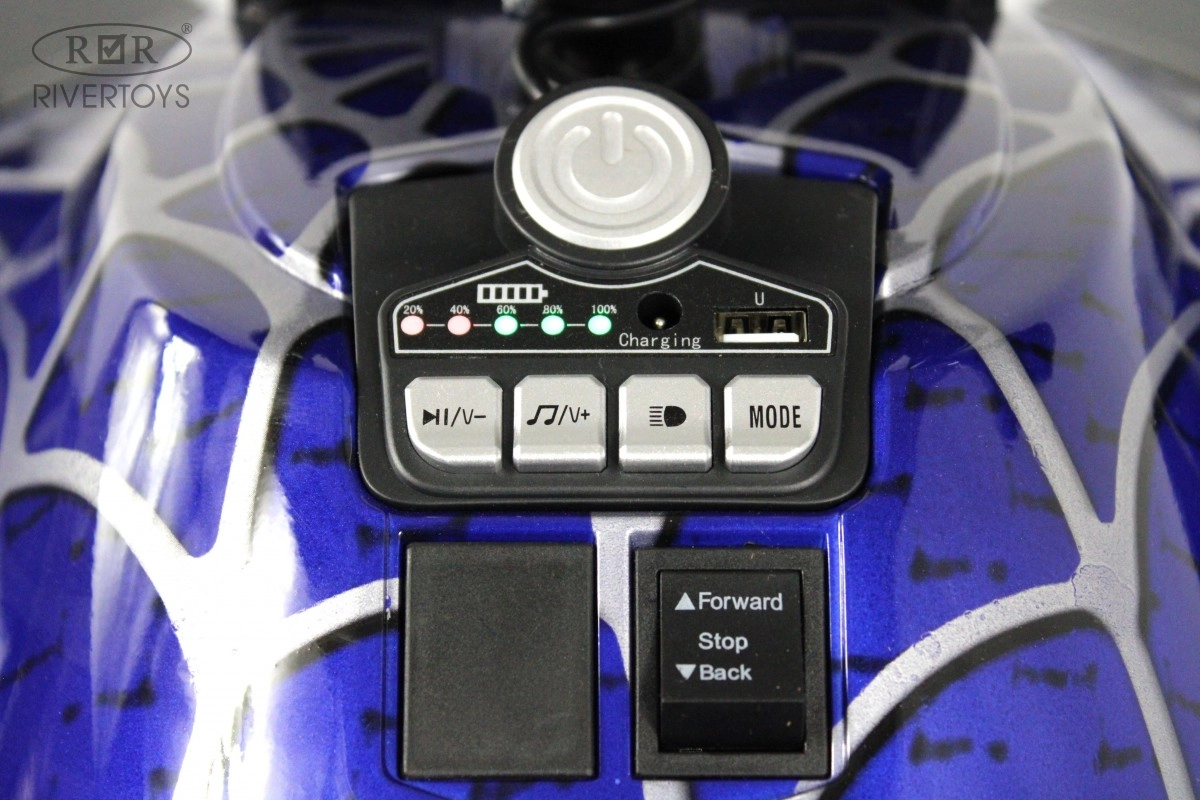 Детский электромобиль RiverToys X999XX синий спайдер fngas1qfcifzj3sn0mryzijxmcyd561p