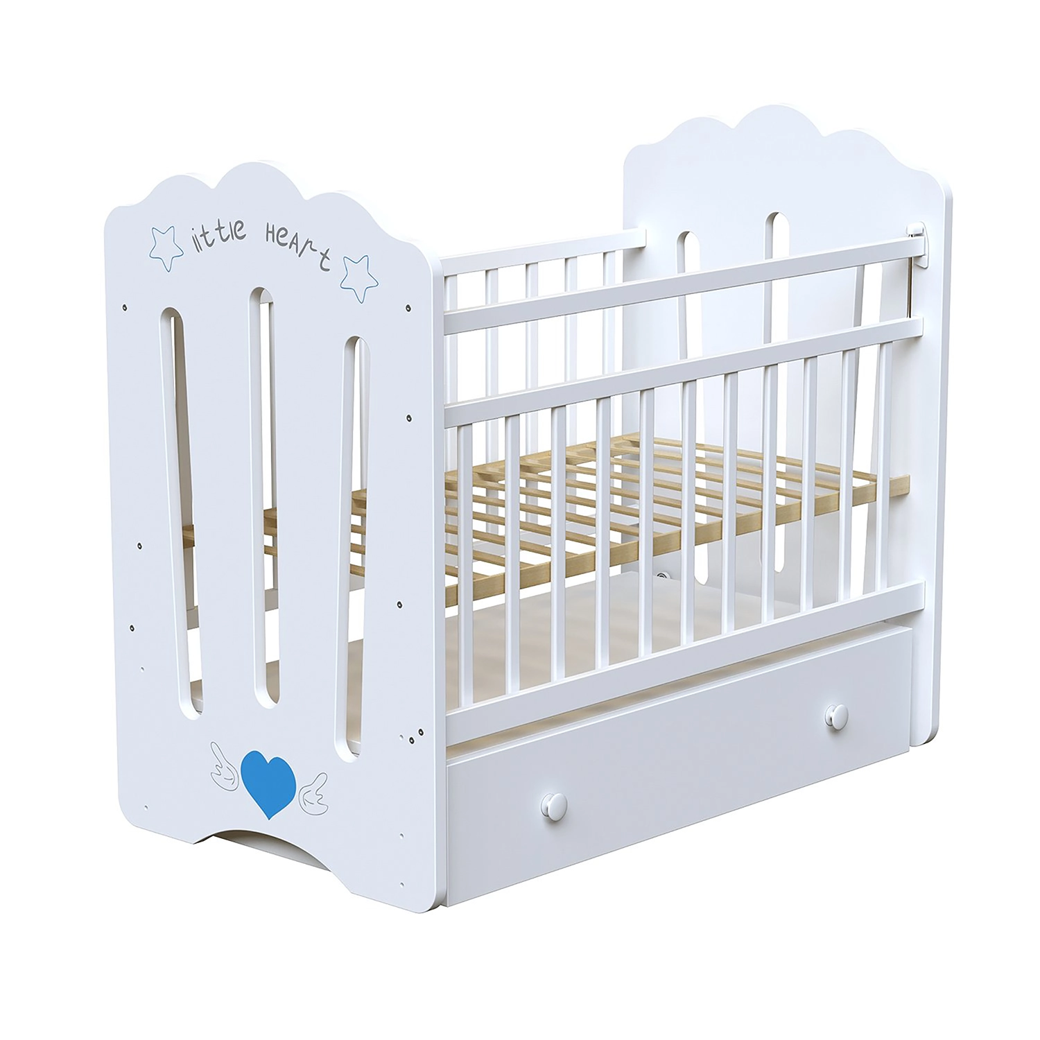 Детская кроватка ВДК Little Heart (маятник) белый 108133739-detskaya-krovatka-vdk-little-heart-mayatnik-belii