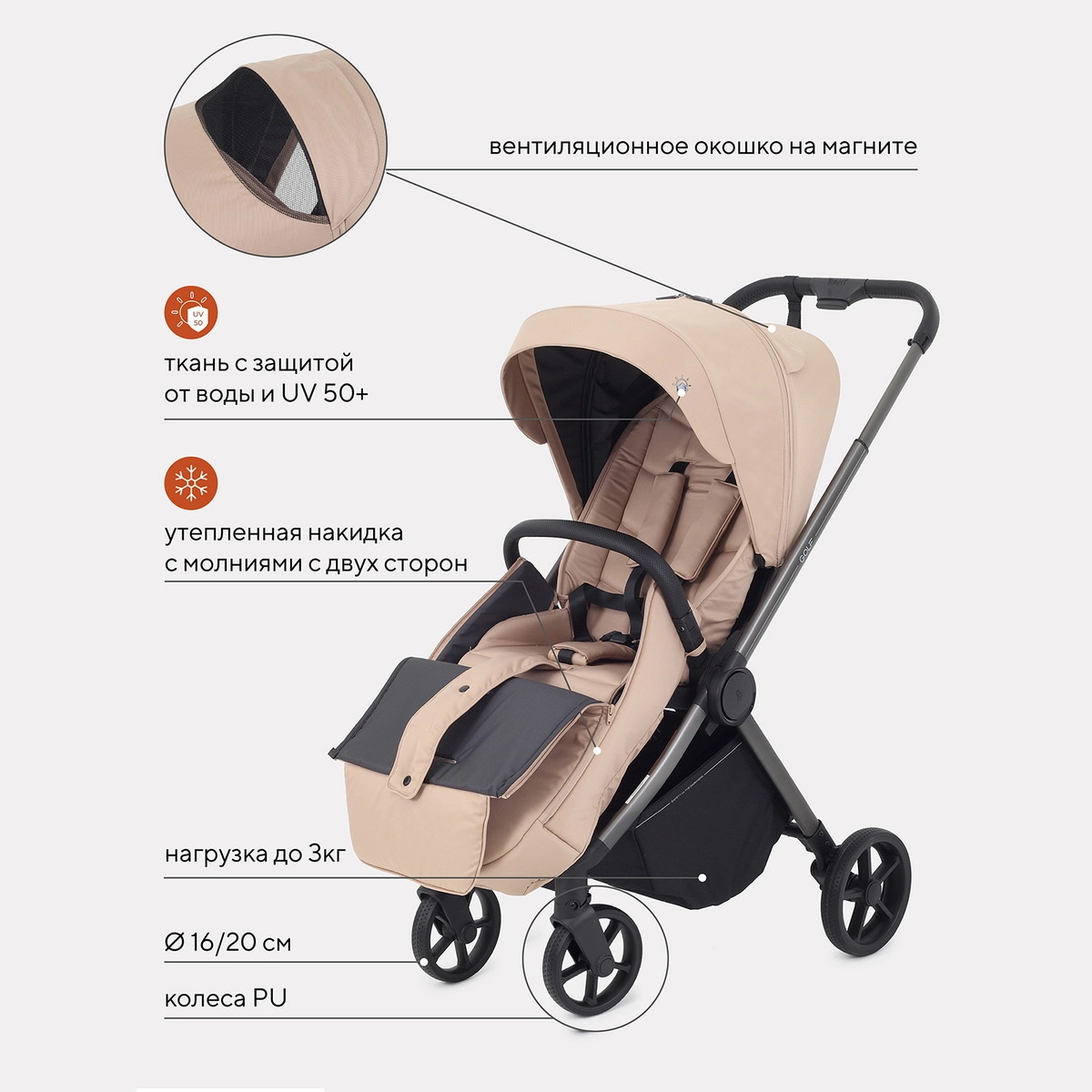 Детская прогулочная коляска Rant Golf RA101 Latte Beige 1zvjnejgcpyo7ev6odybiozokvqu5mu3