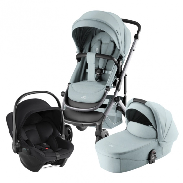 Коляска 3 в 1 Britax Römer Smile 5Z Style автокресло Baby-Safe Core (Harbor Blue/Space Black)