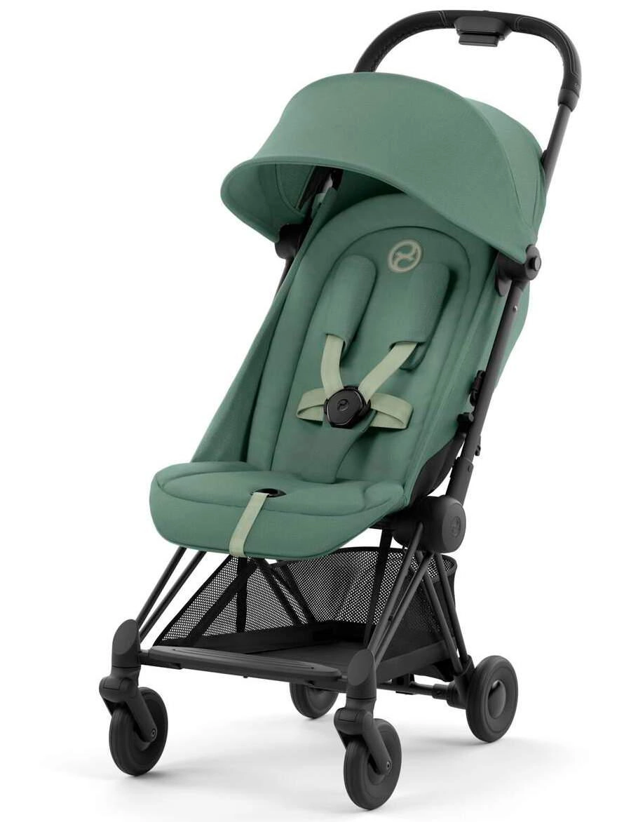 Прогулочная коляска Cybex Coya (Matt Black Leaf Green с дождевиком и бампером)