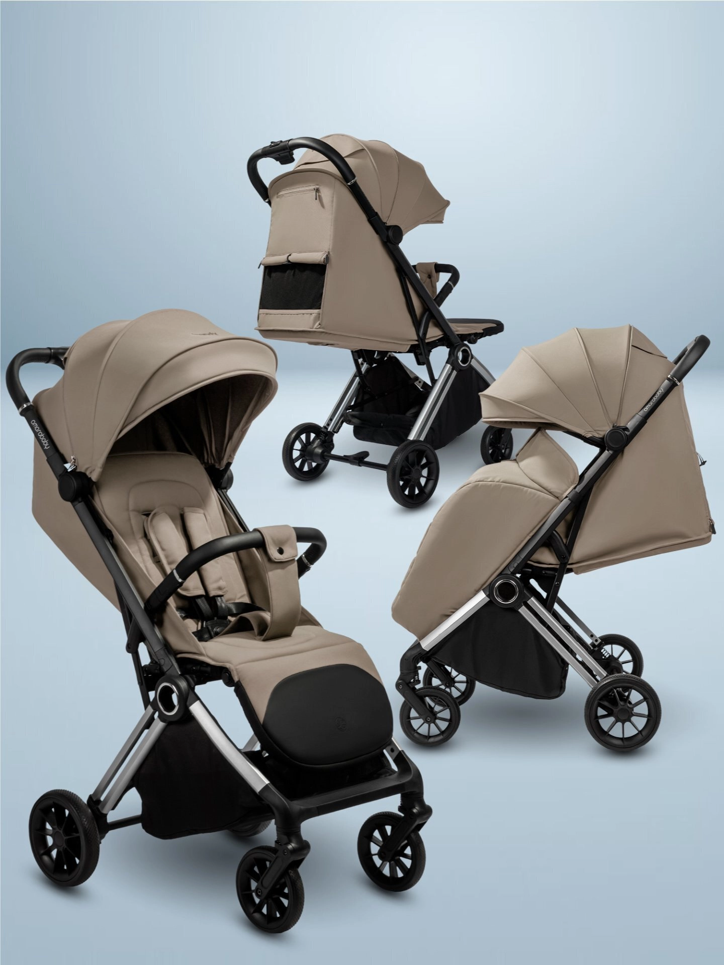 Прогулочная коляска Amarobaby Handy (бежевый/серебряный)