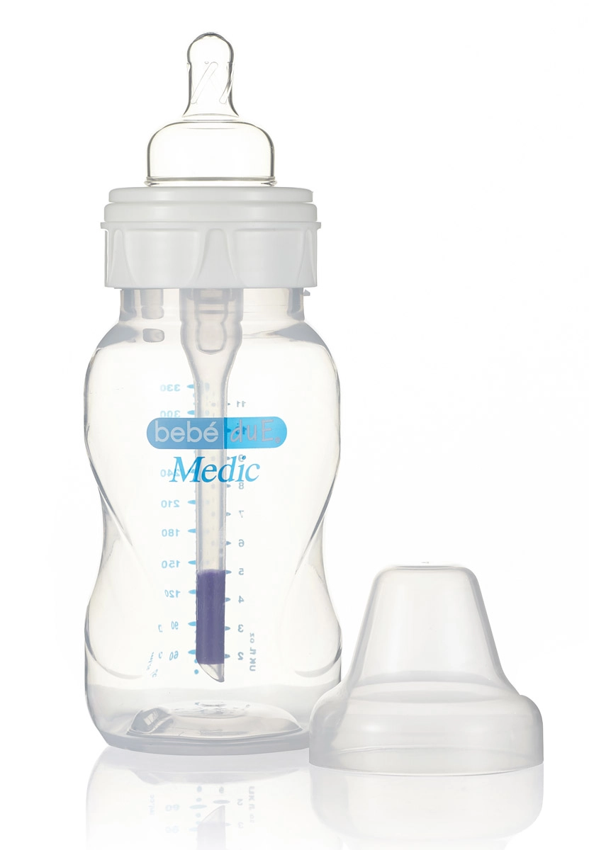Детская полипропиленовая бутылочка с суперантиколиковой системой и термодатчиком Bebe Due Medic 330 мл 108101137-detskaya-polipropilenovaya-butilochka