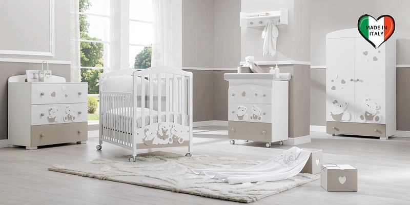 Тумба с пеленальным столиком Erbesi Mirtillo белый песочный