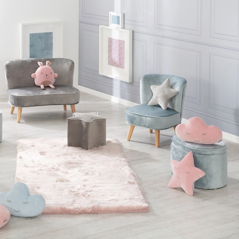 Детский велюровый овальный пуфик ROBA Lil Sofa Голубой 3lt91i9e0s1k2xyyicu60nkvm7s0of4l