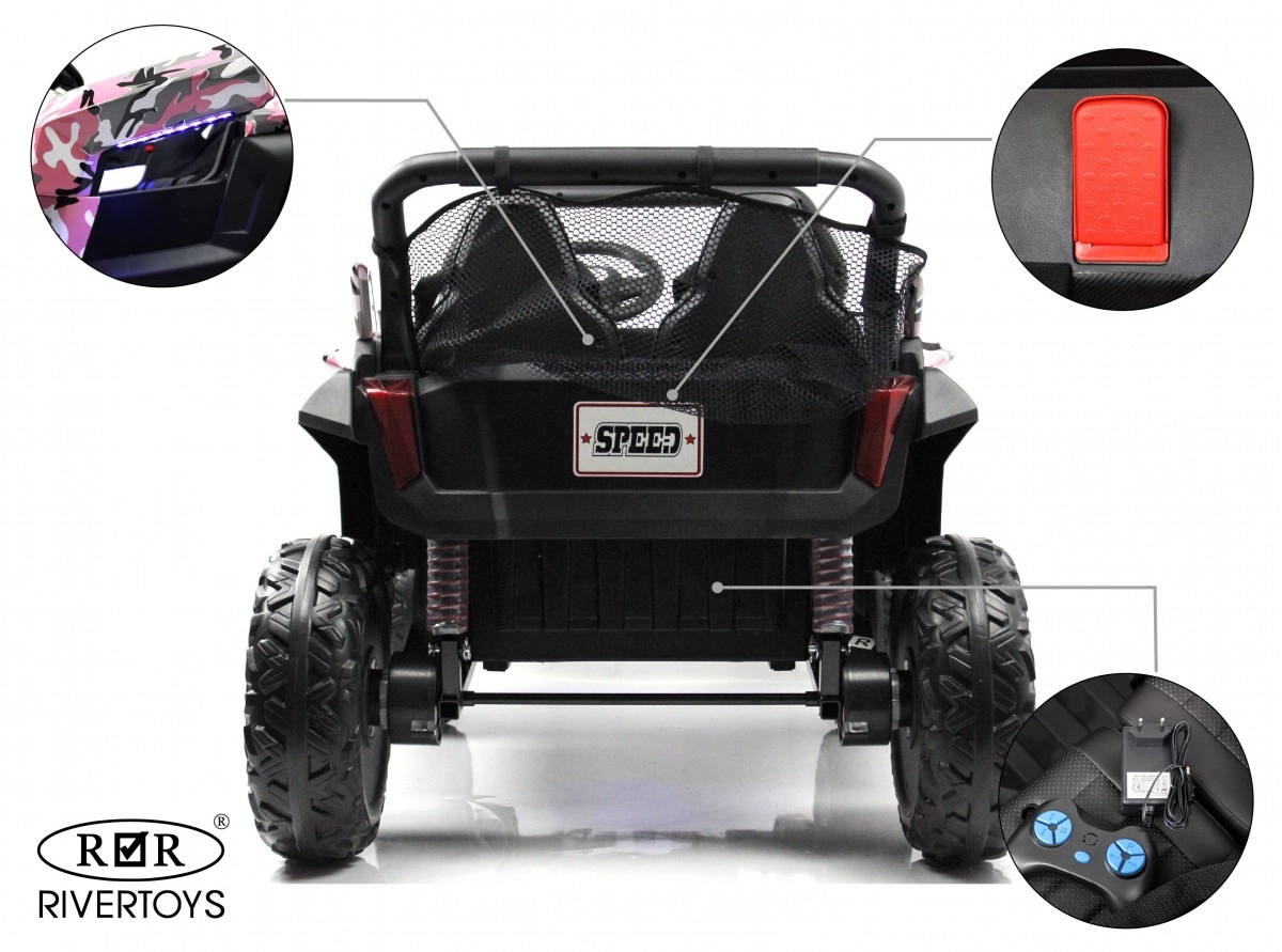 Детский электромобиль RiverToys T777TT 4WD розовый камуфляж o1tk3vmhrvwci9ppg3lhlnjlk2hvy48p