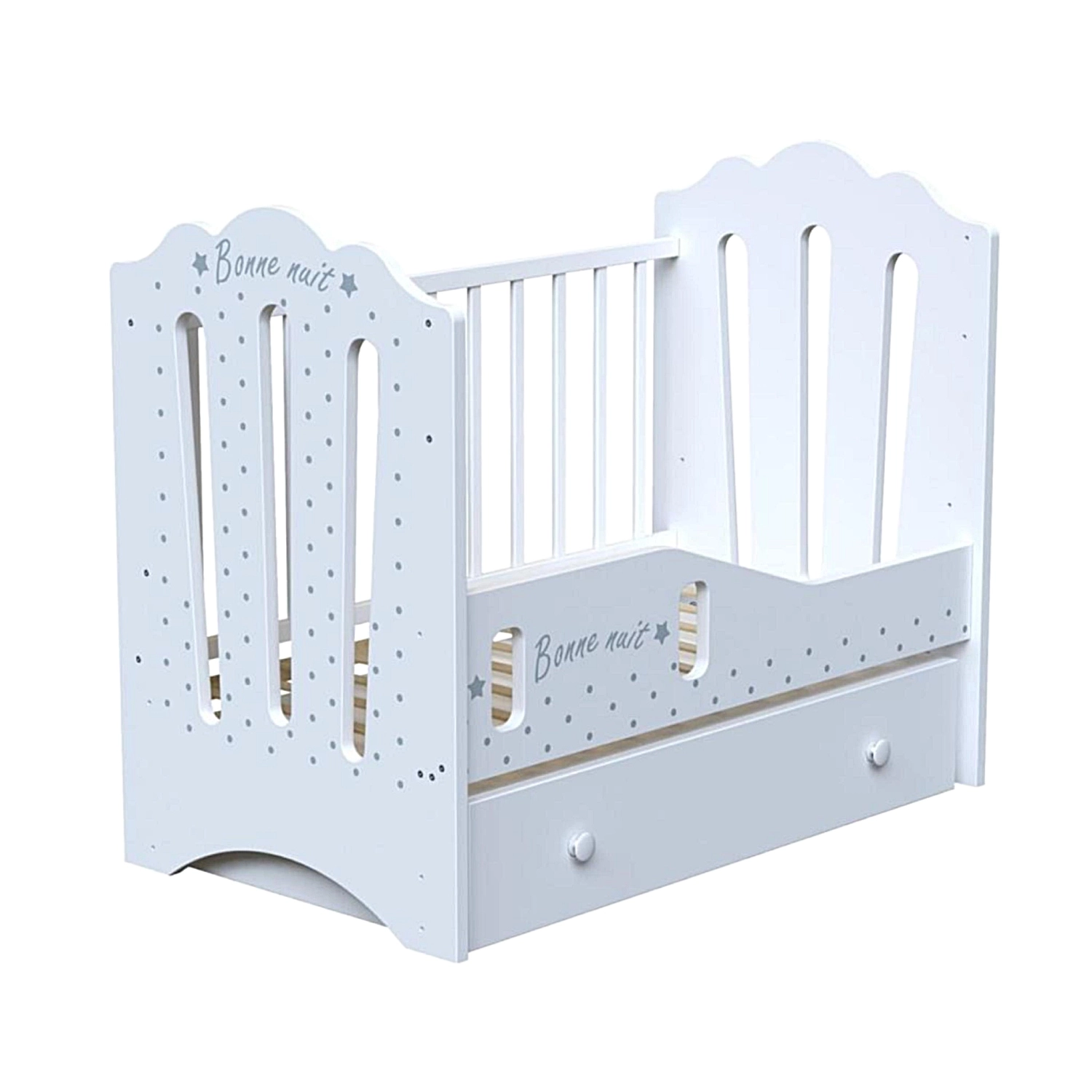 Детская кроватка ВДК BONNE (маятник) с доп бортиком белый 108133712-detskaya-krovatka-vdk-bonne-mayatnik-s-dop-bortikom-belii
