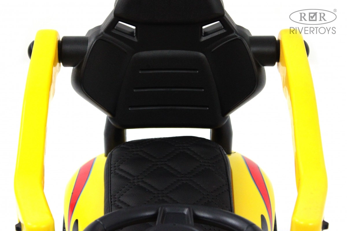 Детский толокар RiverToys F005FF-P с родительской ручкой желтый 36560jfj3qjb8a9jgkt248o8wj1phzga