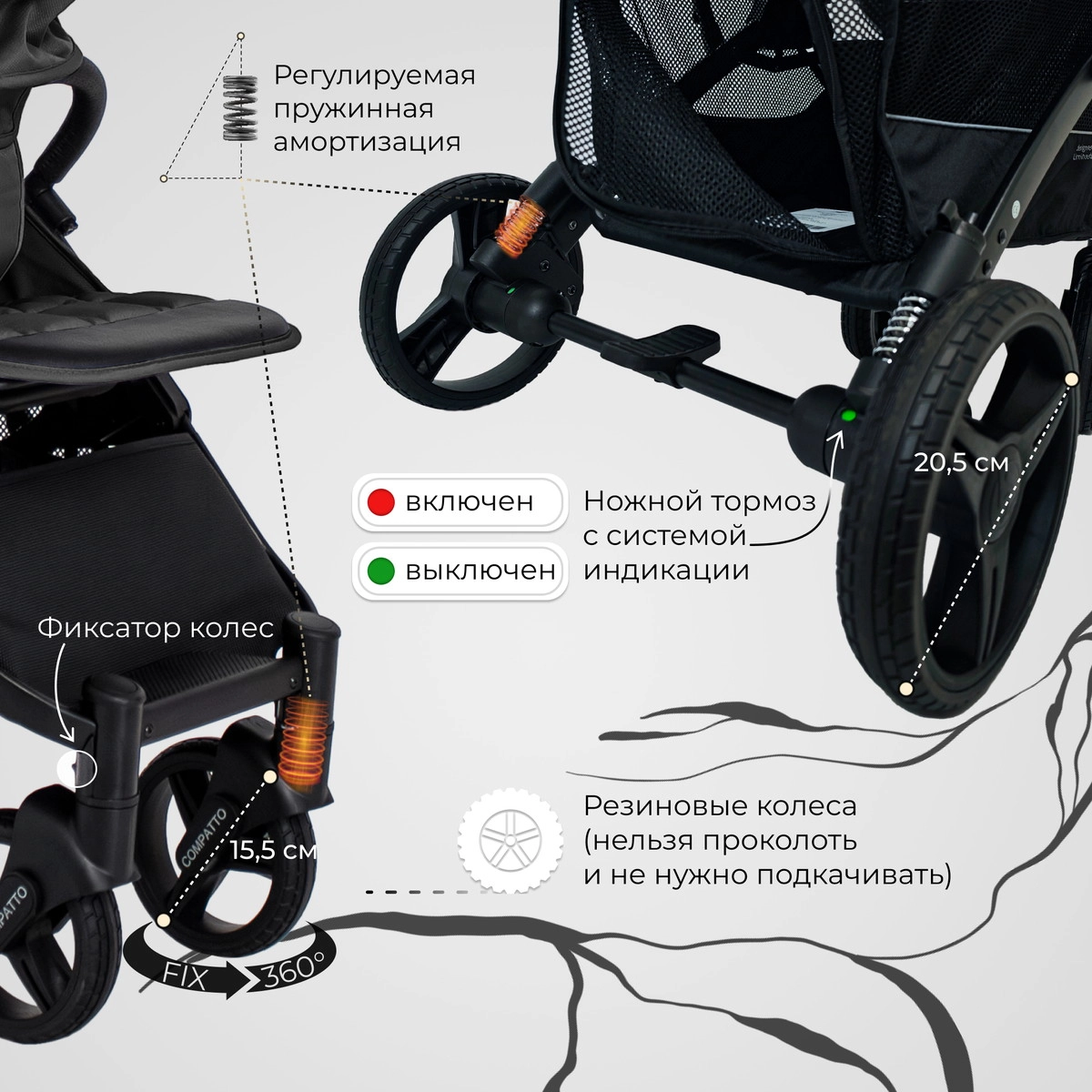 Прогулочная коляска Sweet Baby Compatto Black uf09xxxe2t2d0146j1muhgsgq5h6ffdq