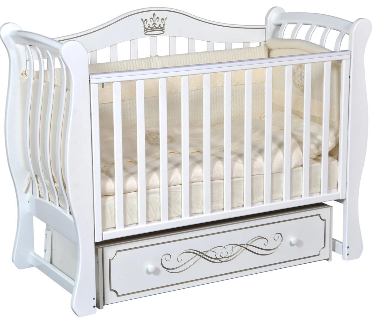 Детская кроватка ByTwinz Emma 2 универсальный маятник белый ydu4blnz60lj44w01oeguofpo7f1ylbo