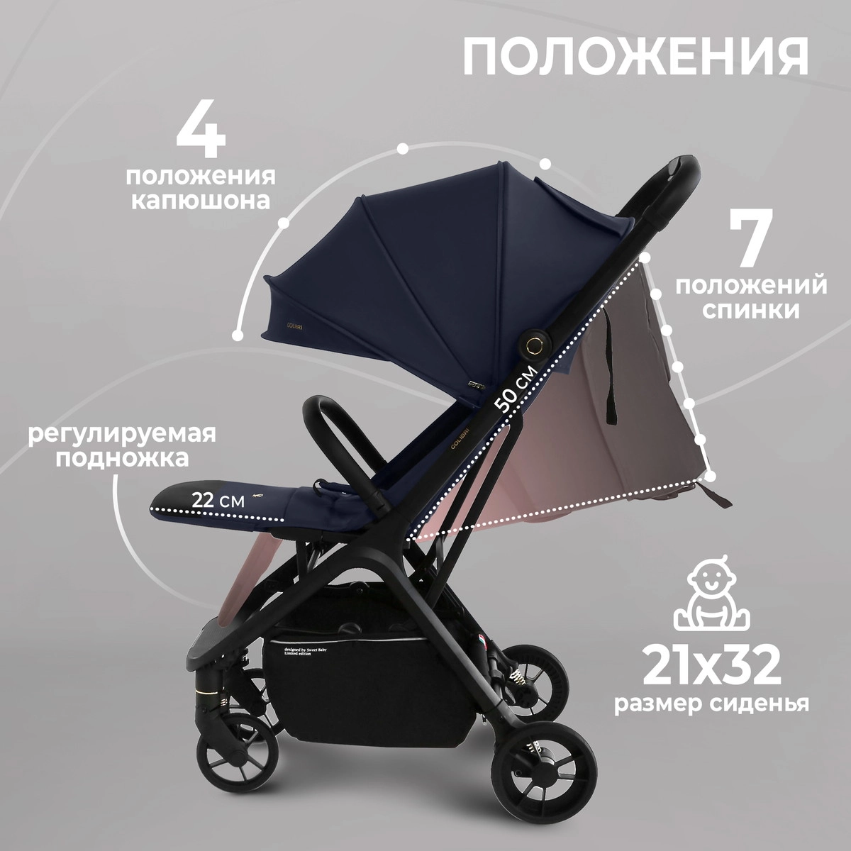 Прогулочная коляска Sweet Baby Colibri Dark Blue 8a6okgd0inqxyrzr7dhsm2u9v6qhfdqy