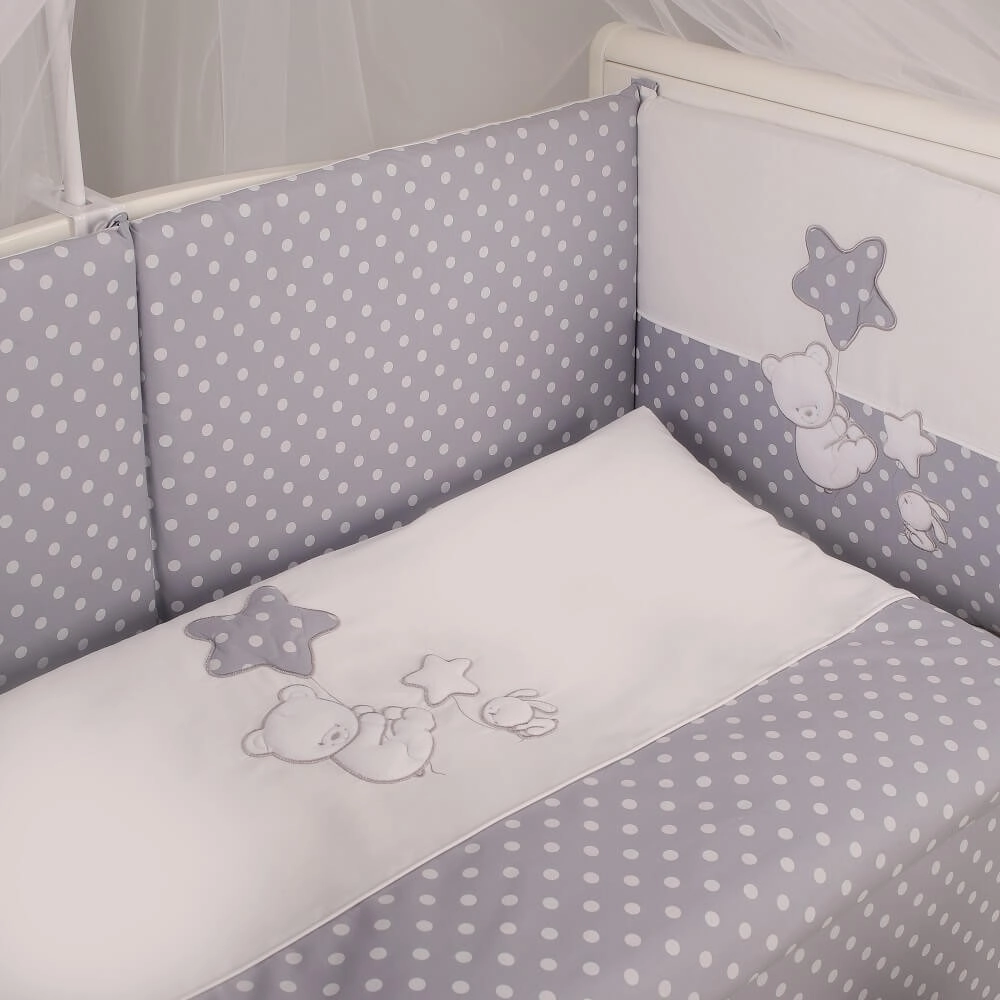 Комплект постельного белья Lepre Baloons 6 предметов (125*65) Серый горох h9fjfd8flbup2jkht22ux61exgt84gu2