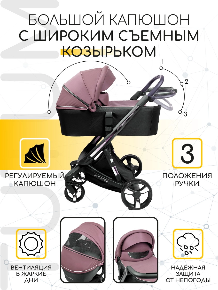 Коляска 2 в 1 Amarobaby Tutum с Auto Brake Розовый nkk1c1olpyyv84b0s857y1gsqy25yebn