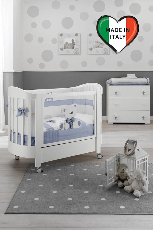 Комплект в овальную кроватку Erbesi Tato Ovale 3 предмета белыйголубой1