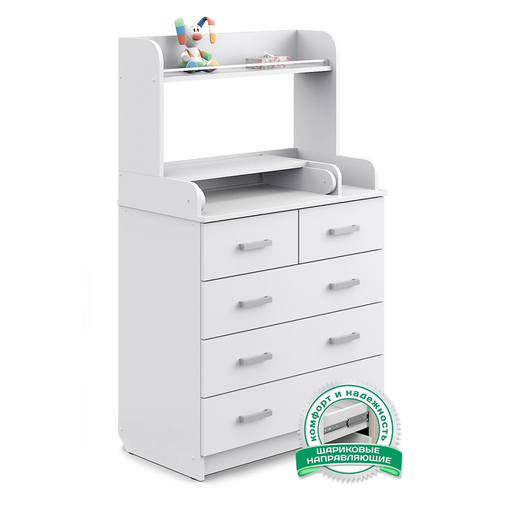 Пеленальный комод Атон Сириус-2 с полкой 805, 5 ящиков Белый c9eb0f700a059473c411ea2d23612215