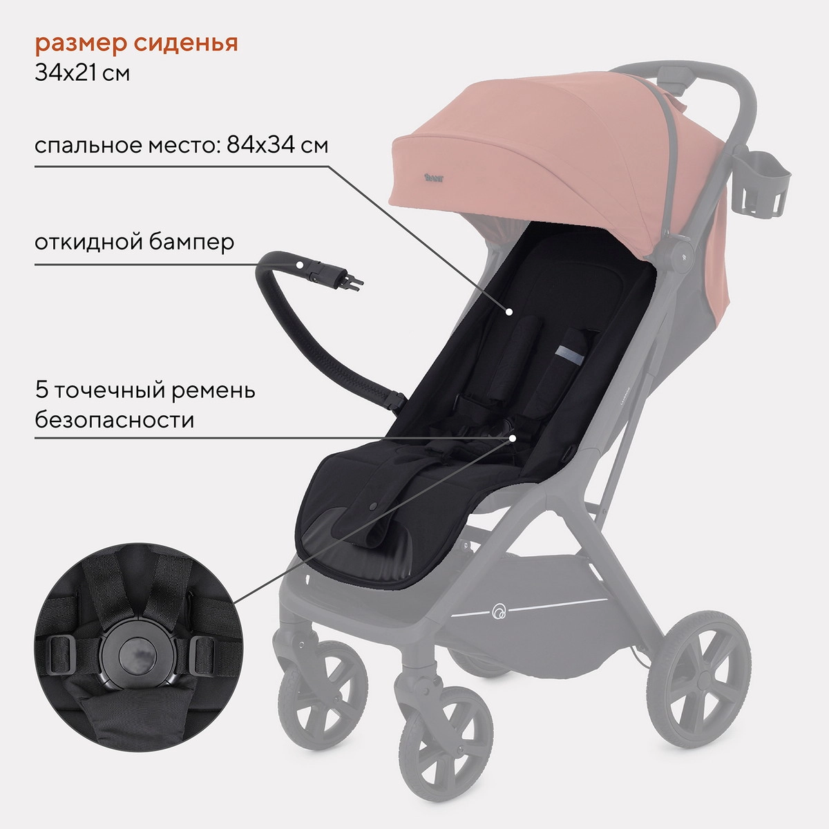 Прогулочная коляска RANT LUMOS Maroon Brown tfy07h6196ullhc9tipp4cvi7ef101gy