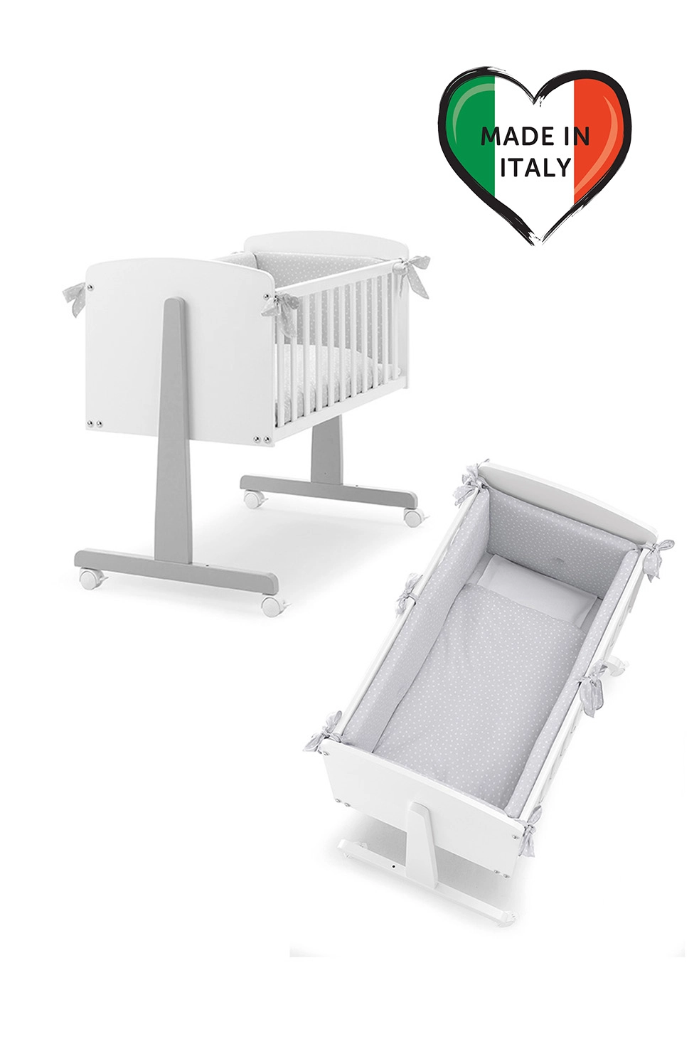 Колыбель Erbesi Ninna Cuoricine белый/серый 108134668-kolibel-erbesi-ninna-cuoricine-beliiserii