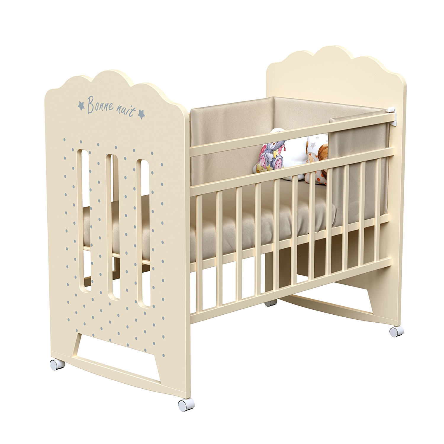 Детская кроватка ВДК BONNE (колесо-качалка) слоновая кость 108133701-detskaya-krovatka-vdk-bonne-koleso-kachalka-slonovaya-kost