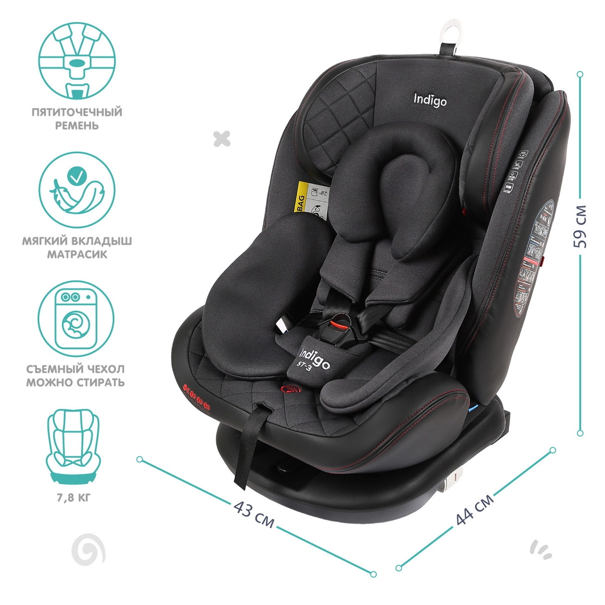 Автокресло Indigo AERO ISOFIX, ST-3, группа 0+1+2+3 черный-красный wfcsihka7l7oar3l0mhmkd39x0n0awu0