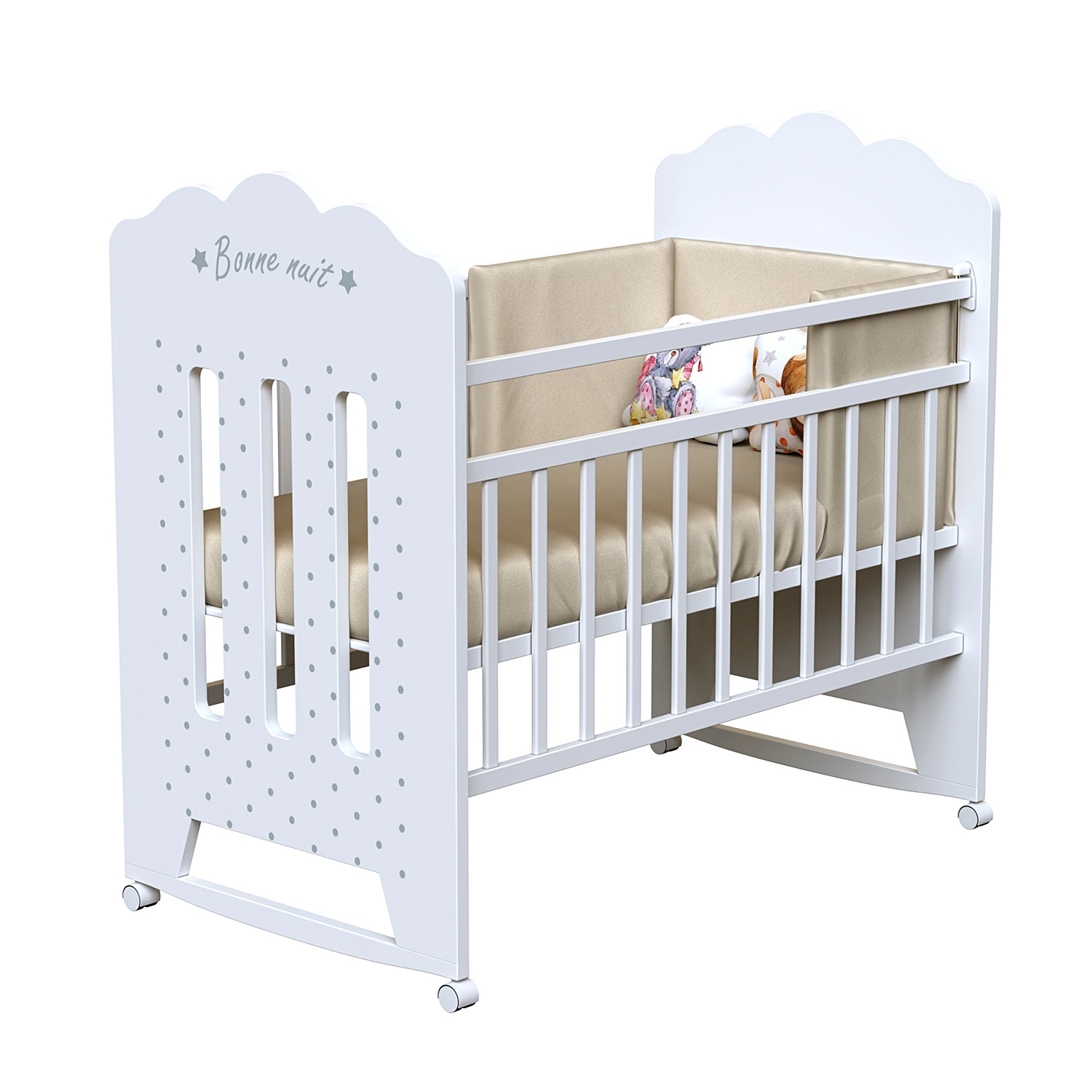 Детская кроватка ВДК BONNE (колесо-качалка) белый 108133700-detskaya-krovatka-vdk-bonne-koleso-kachalka-belii