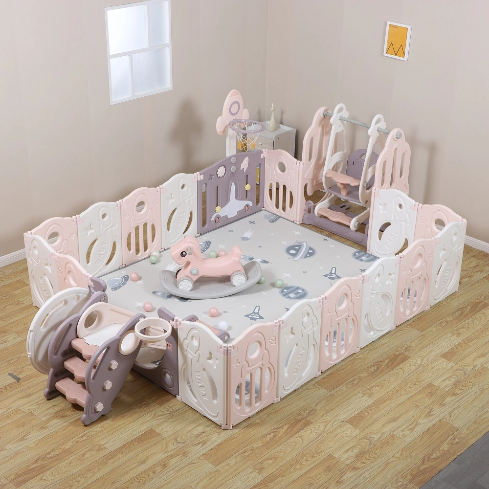 Манеж UNIX Kids SUPREME Space 200x240 Rose с качелями 108131716-manezh-unix-kids-supreme-space-200x240-rose-s-kachelyami