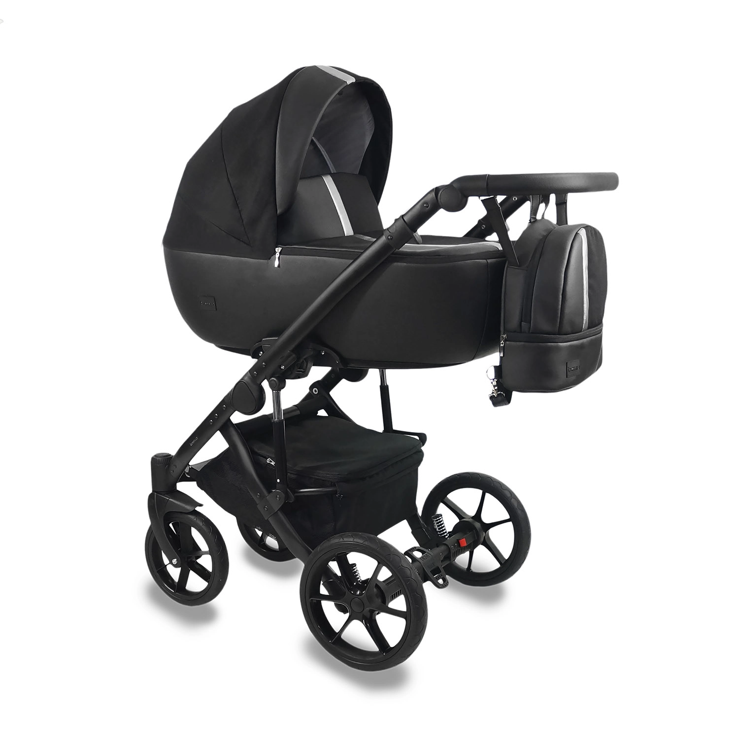 Коляска 2в1 BEXA AIR  черная кожа+серебряный 108133124-kolyaska-2v1-bexa-air--chernaya-kozhaserebryanii