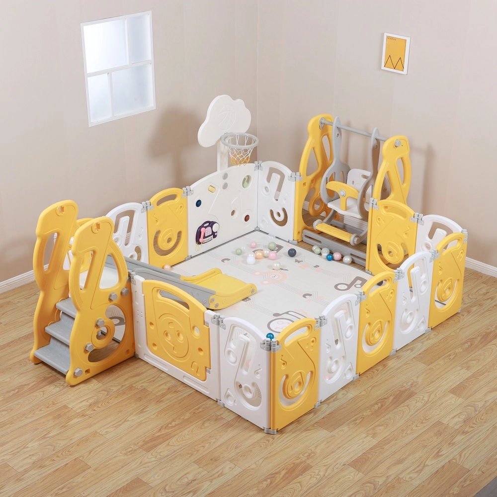 Манеж UNIX Kids SUPREME Music 200x200 Yellow с качелями 108131736-manezh-unix-kids-supreme-music-200x200-yellow-s-kachelyami