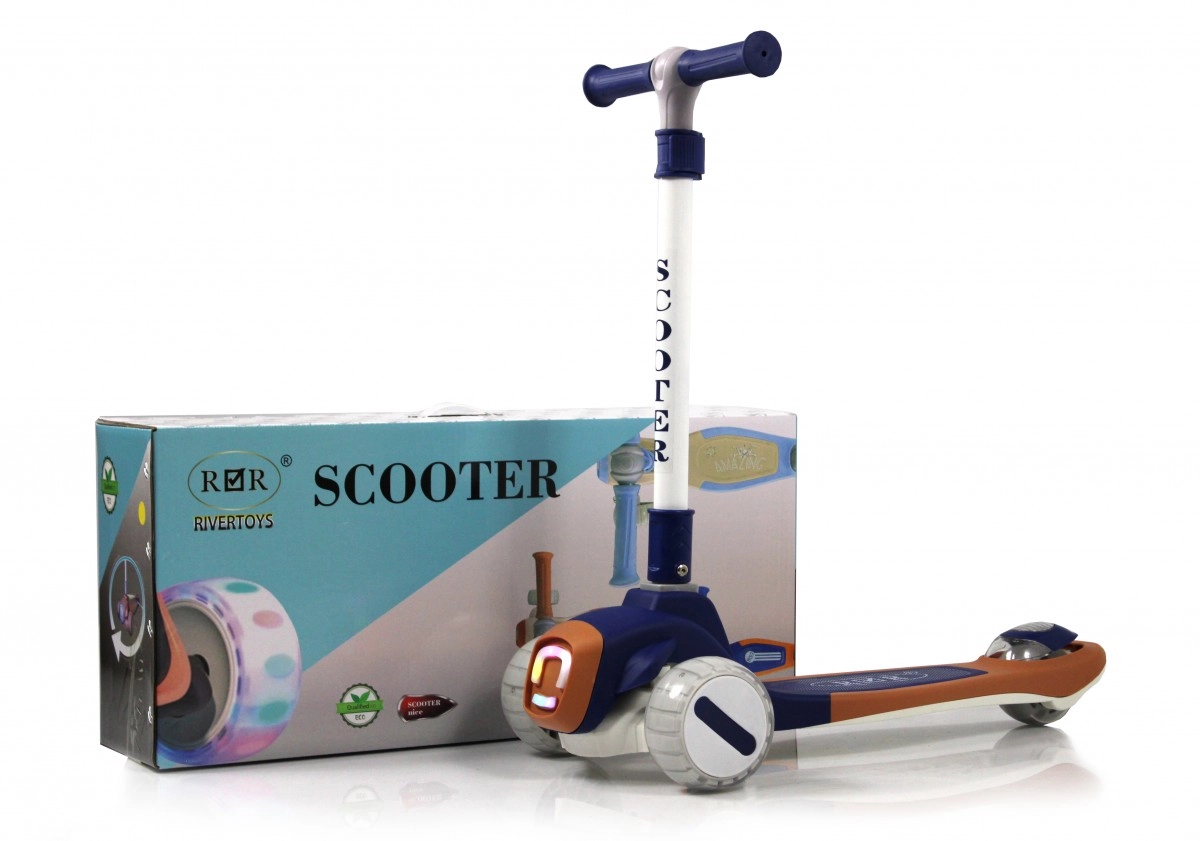 Детский самокат RiverToys HB-T8 темно-синий ak3ik9fr2mw8vznik3gmhqms35qihr93