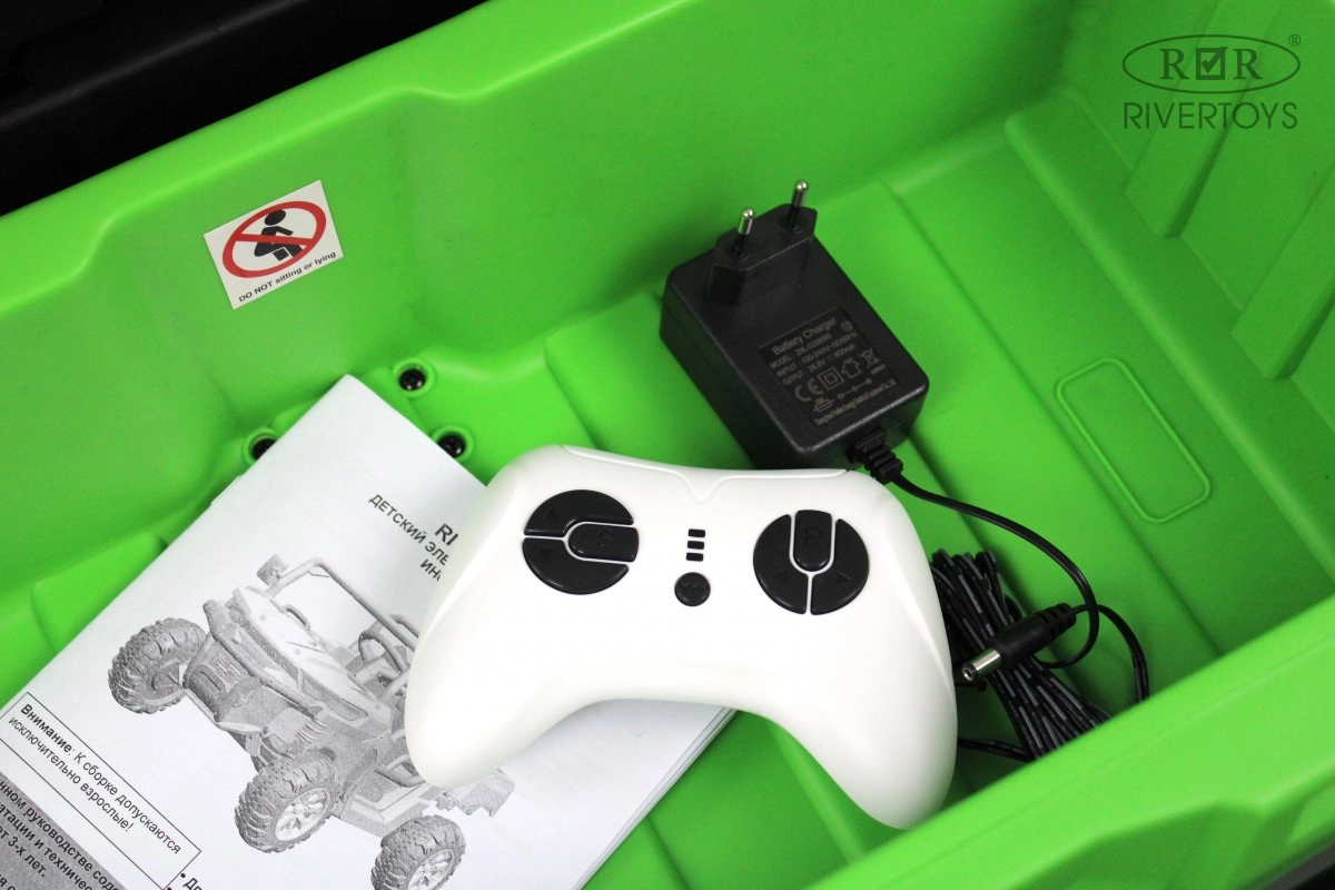 Детский электромобиль RiverToys H005HH зеленый 5luhdyalmrrdio0rpm952lshrxf53esp
