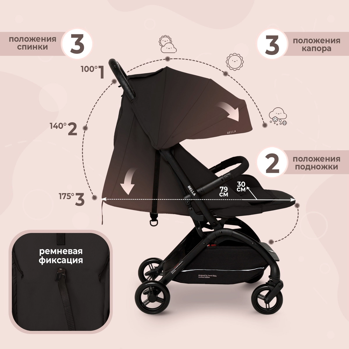 Прогулочная коляска Sweet Baby Bella black avrb0bveykwlgiipy2osw0qg0piz039p