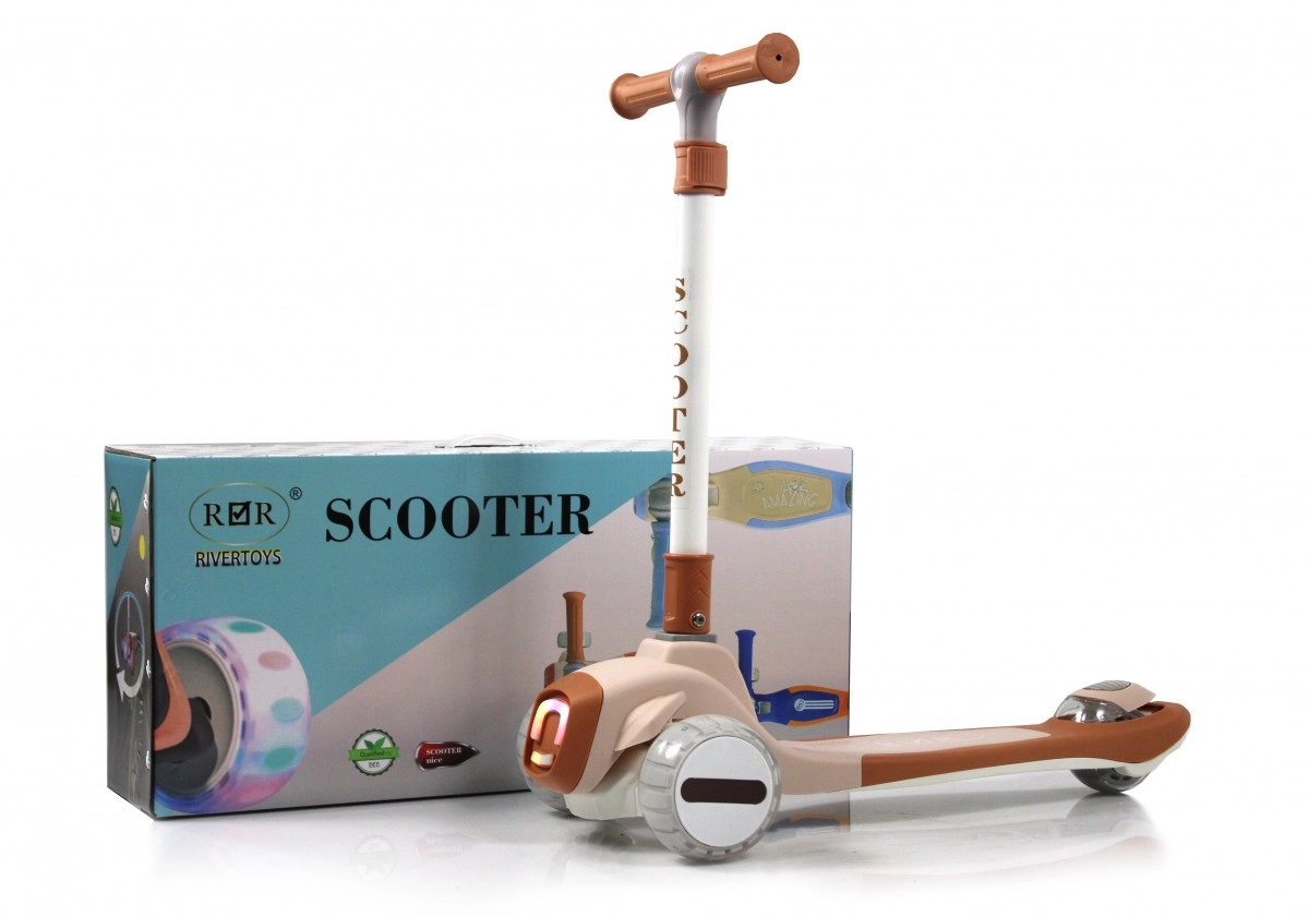 Детский самокат RiverToys HB-T8 коричневый xd2cho4ceu55lnvns5zx7oc6vnr8kywc
