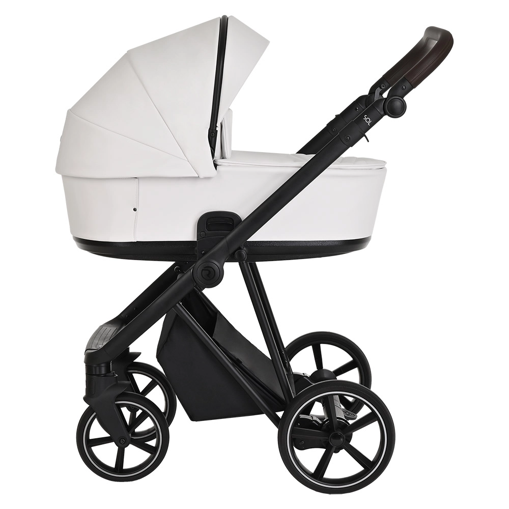 Коляска 2 в 1 Roan Sol Кожа White/Black/руч.Тем.коричневый d2c3be21d876170eea0c89770f1ffcd4