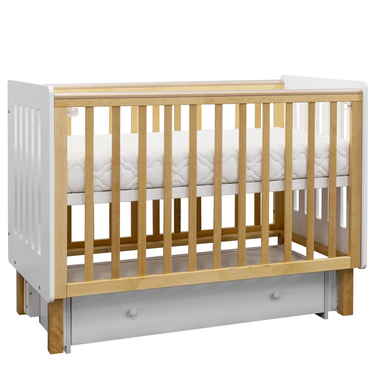 Детская кроватка ANTEMI Mari 120х60 с ящиком (Белый/Дерево)