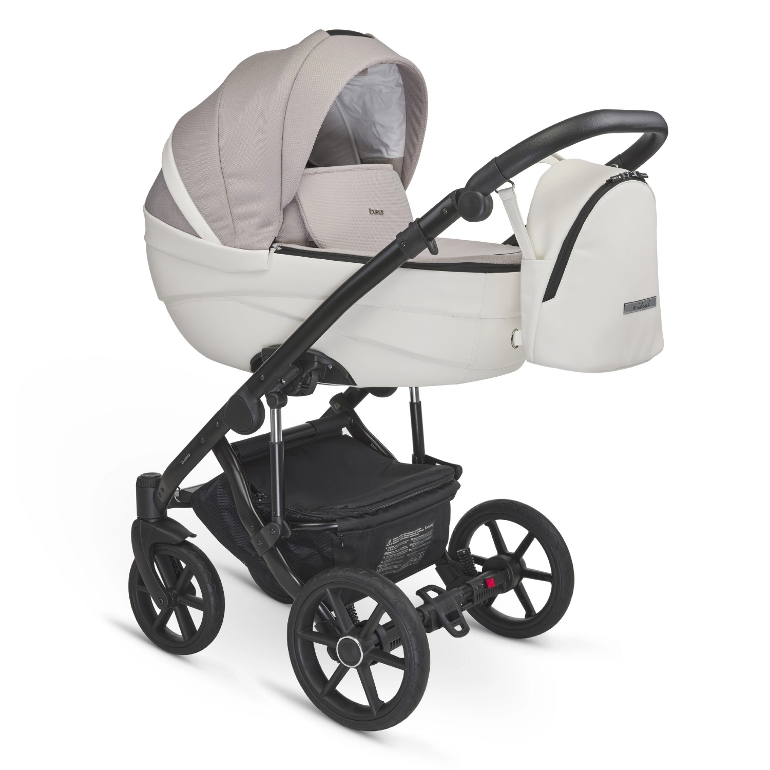Коляска 2в1 BEXA IDEAL бежевый+белая кожа 108133146-kolyaska-2v1-bexa-ideal-bezheviibelaya-kozha
