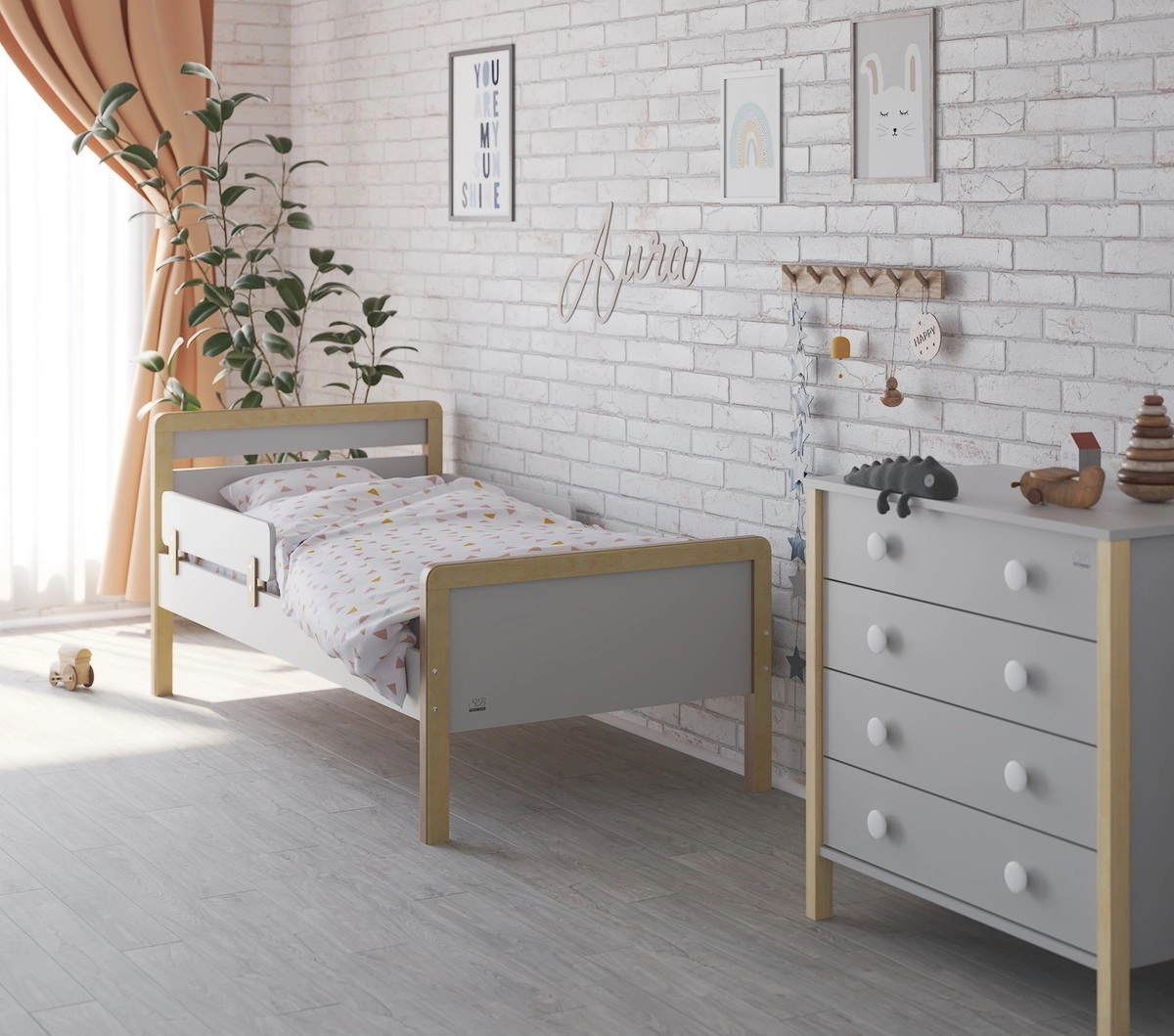 Кровать подростковая Sweet Baby Aura Натуральный/Серый камень 4amc73l3hj06rtkljqe1t8k86qd19tge