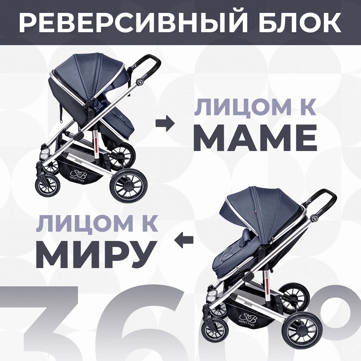 Коляска-трансформер 2 в 1 Sweet Baby Amare Grey rj1ailorm4a1jbcc1xwpm97l15zd3zec