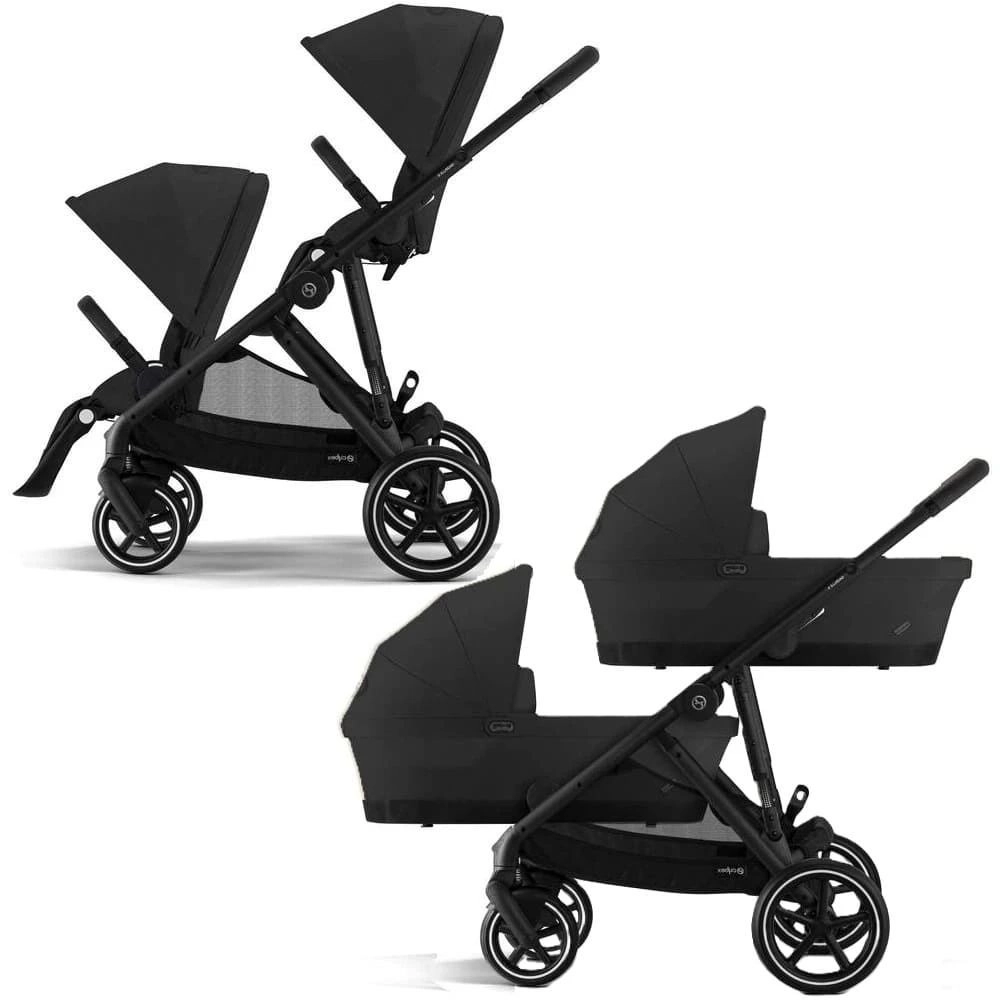 Коляска для двойни 2 в 1 Cybex Gazelle S BLK (Moon Black с дождевиками)